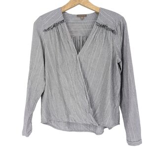 Lilla P Women's Sparkle Surplice Blouse Gray Cotton Medium